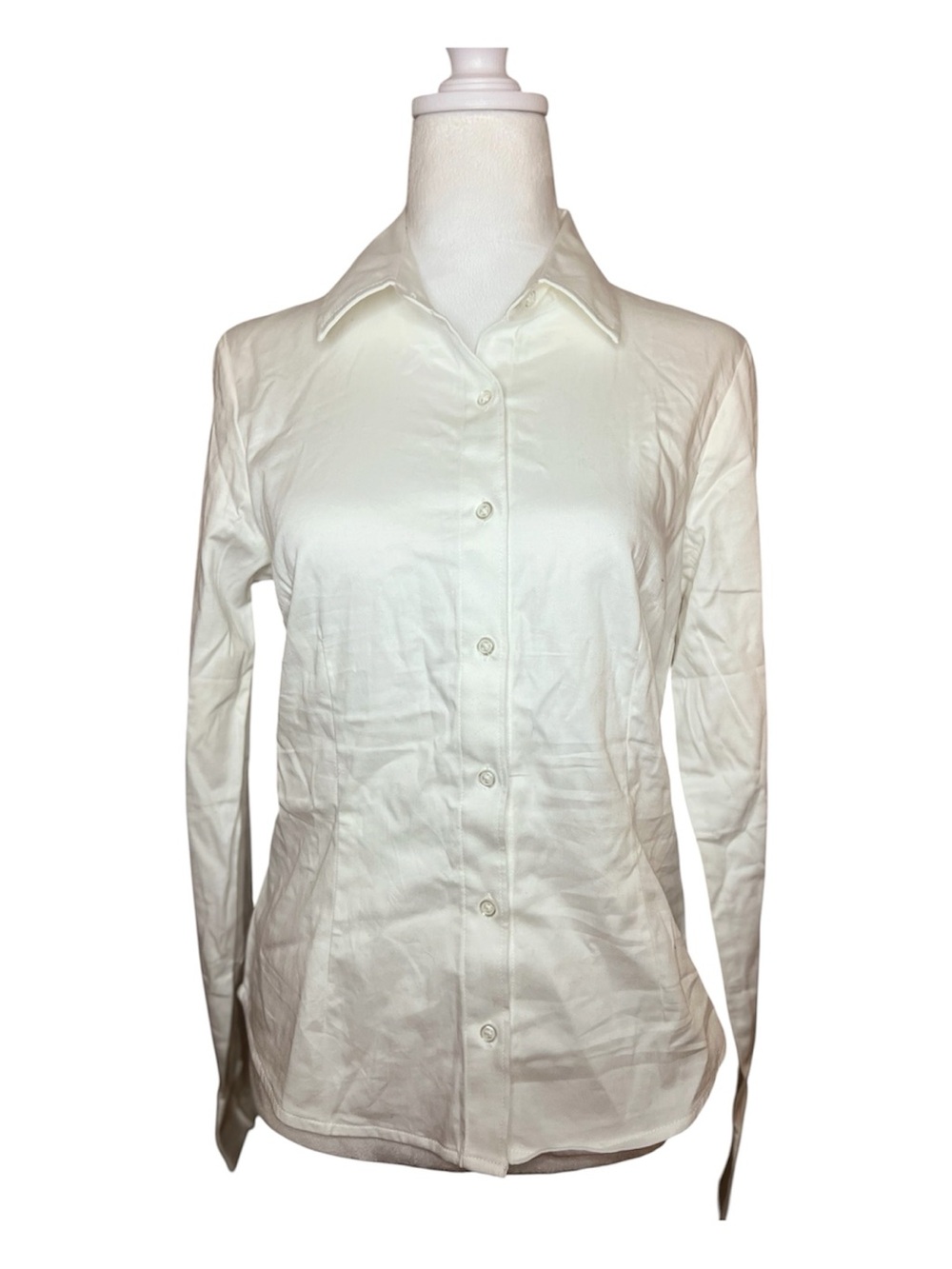 Simons Organic Cotton M Cream Button-Down Long Sleeve Shirt
